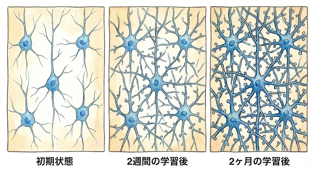 神経可塑性ネットワークの経過図イラスト